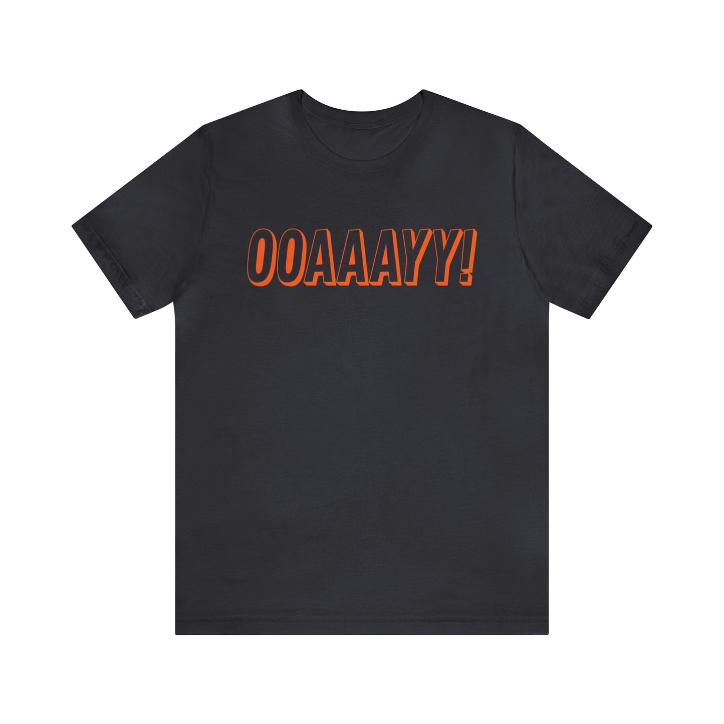 OOAAAYY! in Orange Front Print, Full Logo Back Print Muay Thai Tee