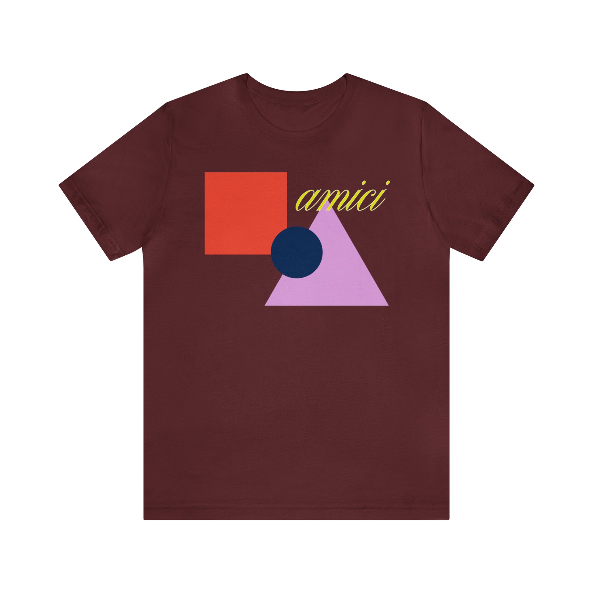 Amici Shapes Front Print Tee, maroon