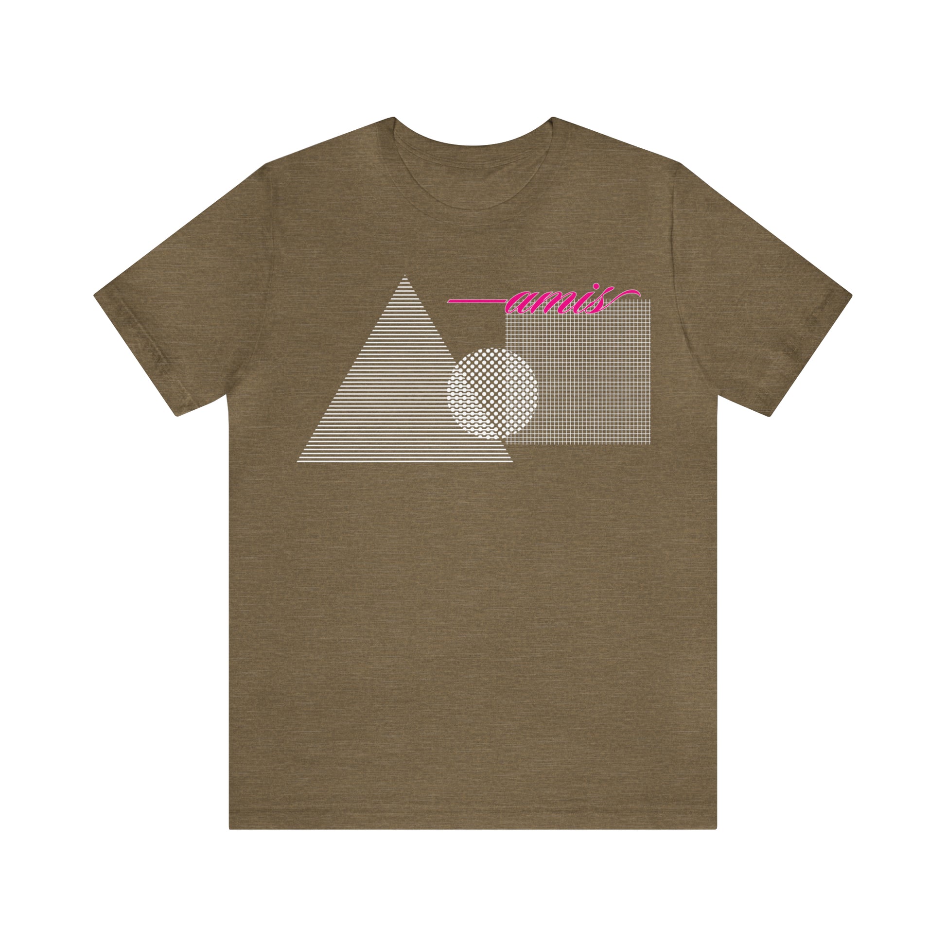 Amis Shapes Front Print Tee, heather olive