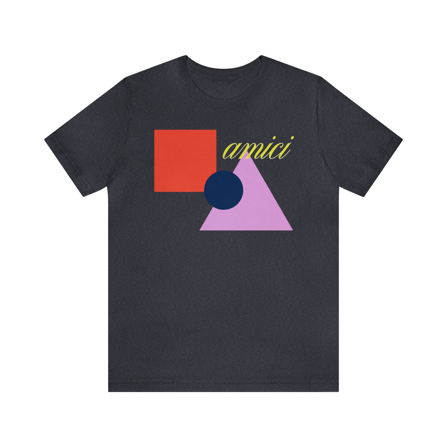 Amici Shapes Front Print Tee, heather navy