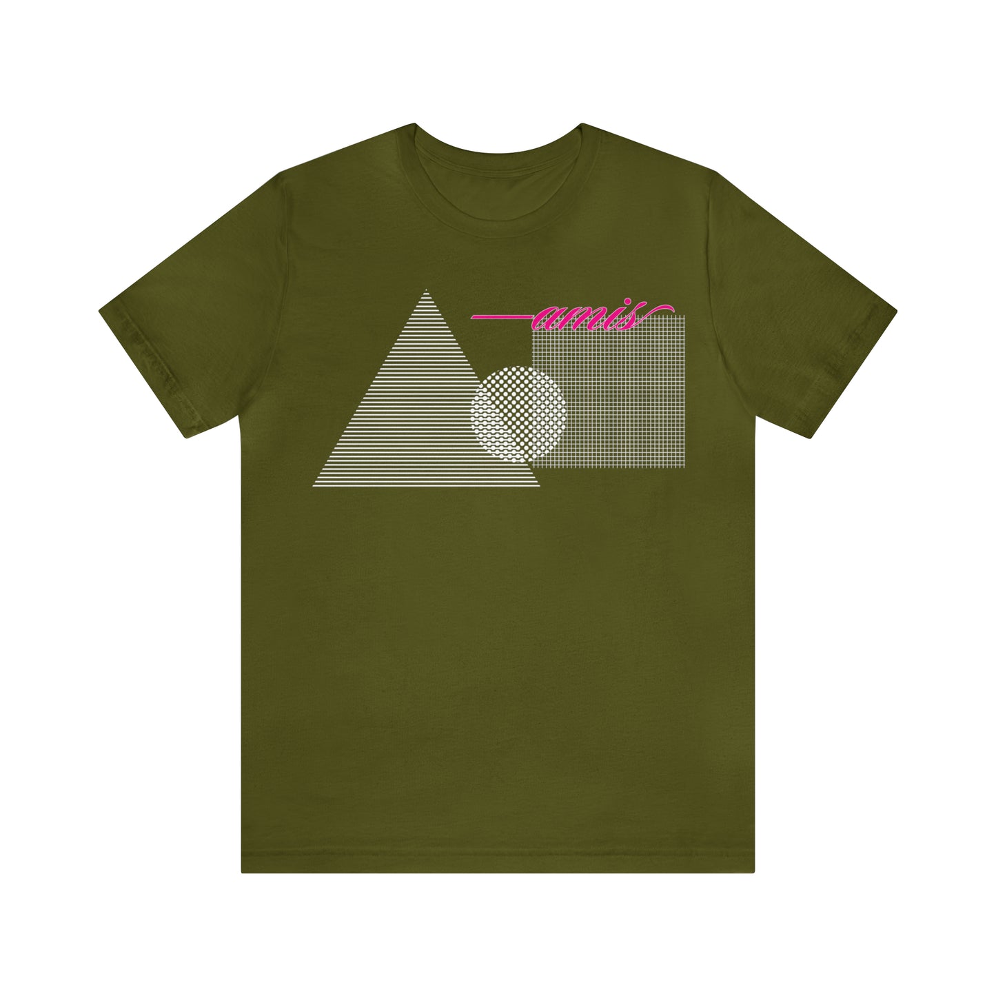 Amis Shapes Front Print Tee, olive