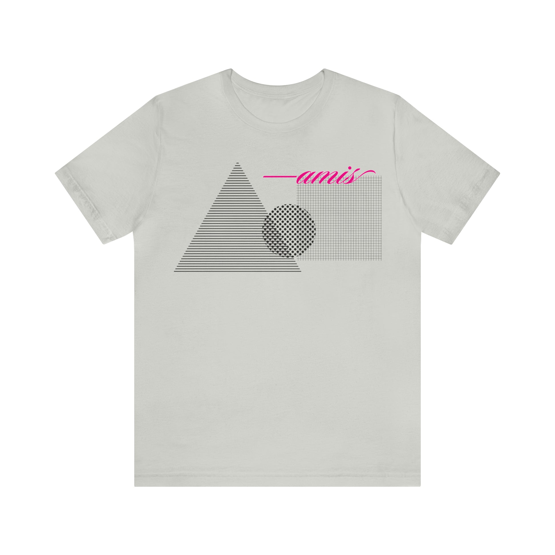 Amis Shapes Front Print Tee, silver