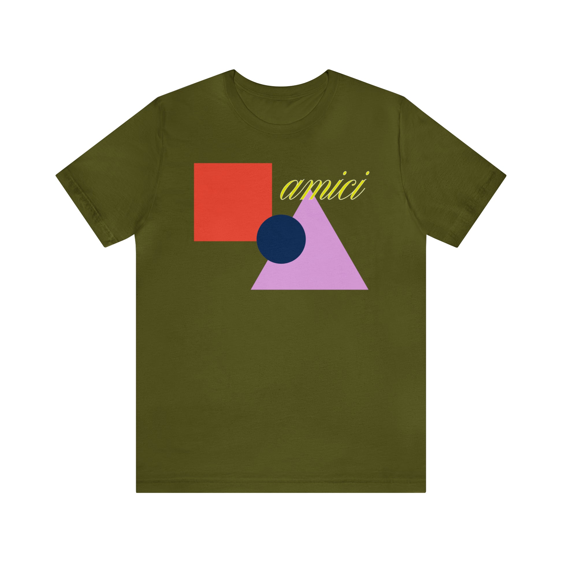 Amici Shapes Front Print Tee, olive