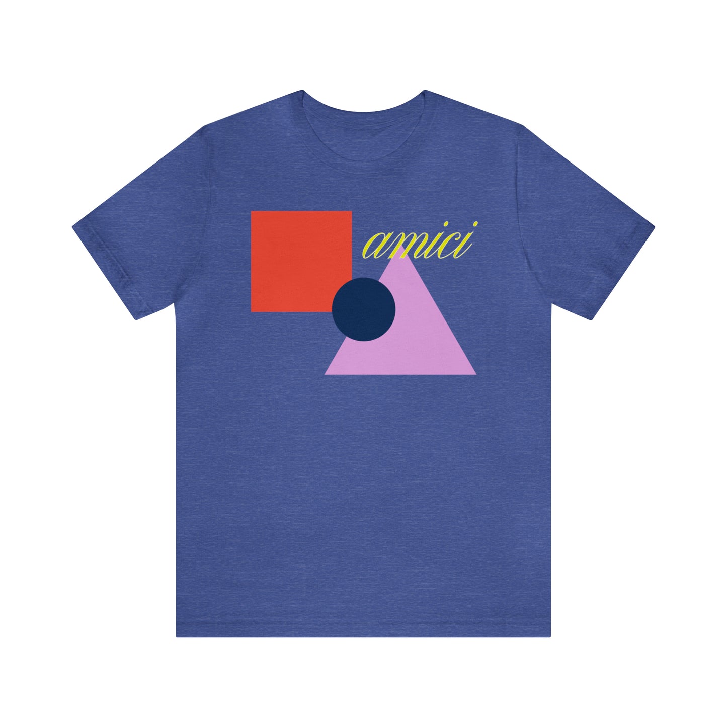 Amici Shapes Front Print Tee, heather true royal