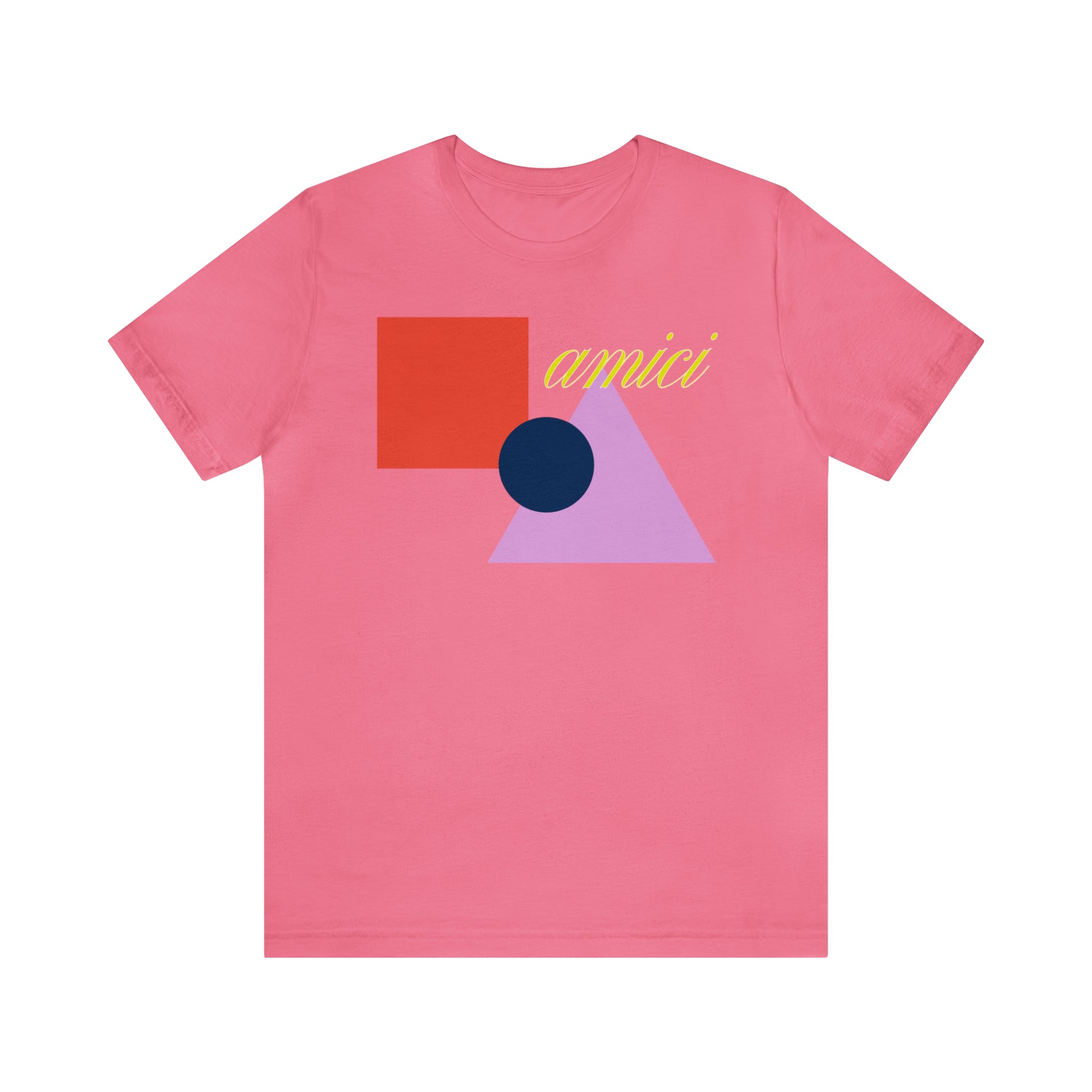 Amici Shapes Front Print Tee, charity pink