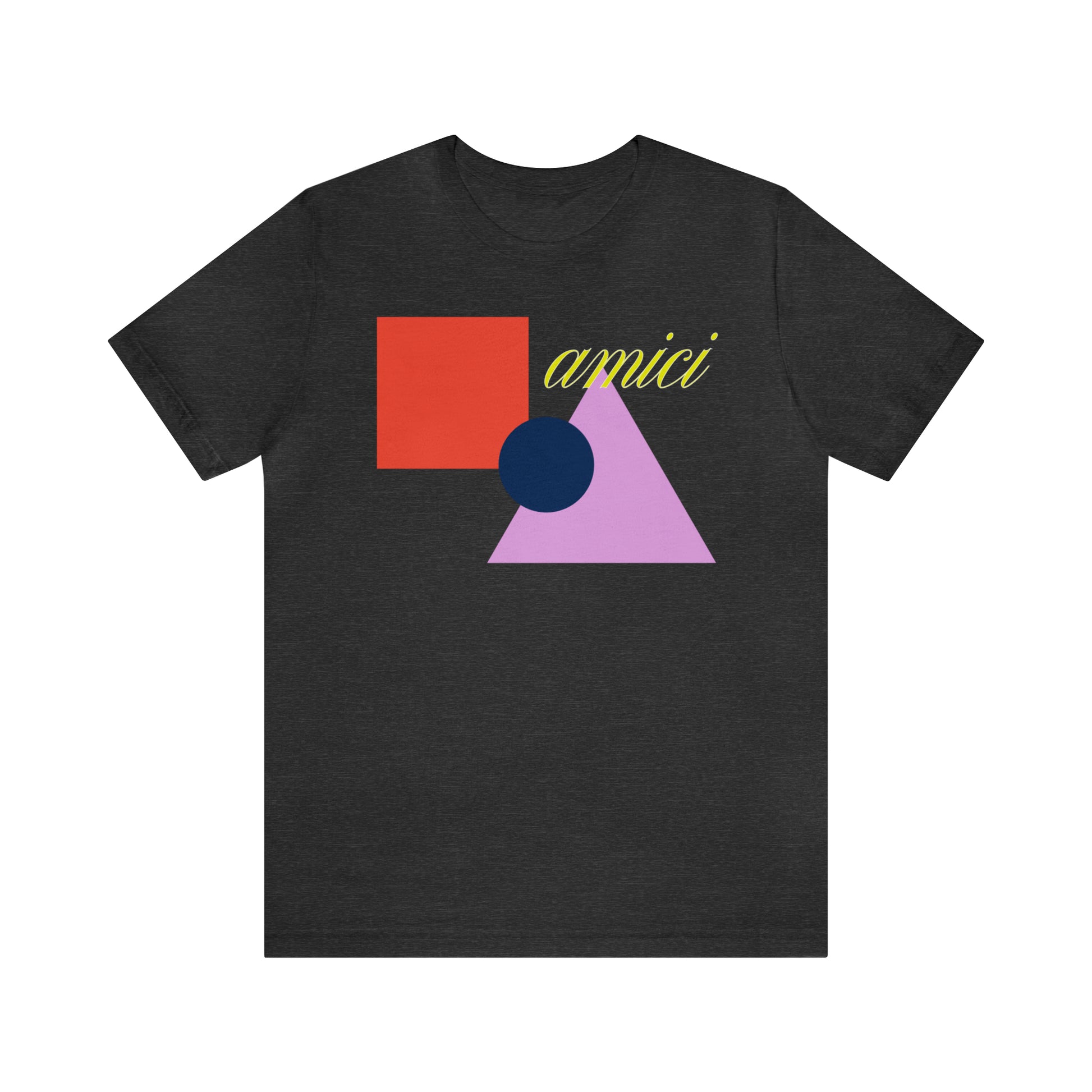 Amici Shapes Front Print Tee, dark gray heather