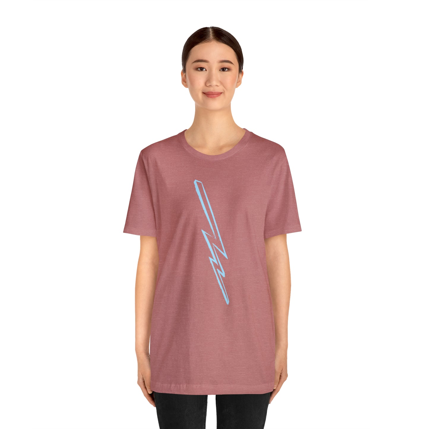 LectriciTee Light Blue Bolt Front Graphic, Full Logo Back Tee